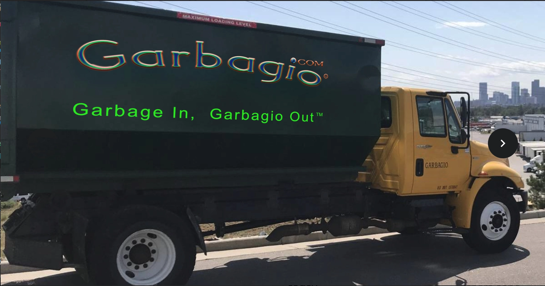 garbagio truck with slogan